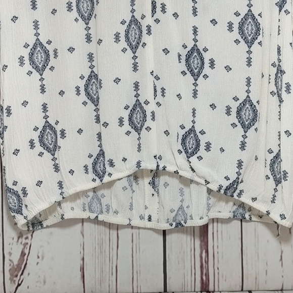 Chloe & Katie Peasant Shirt Cream Navy Cottage Hippie Sheer Boho Prairie Casual - Picture 12 of 14